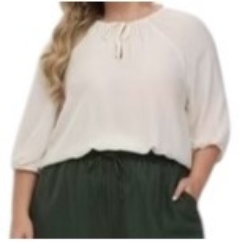 89th & Madison Women’s Cloud Dancer Neck Tie Blouse